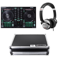 Bundle: Roland DJ-202 DJ Controller with DJ202 Flight Case and Headphones