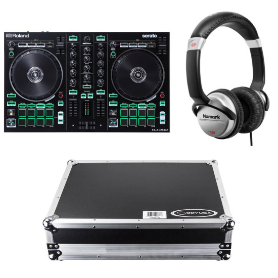 Bundle: Roland DJ-202 DJ Controller with DJ202 Flight Case and Headphones