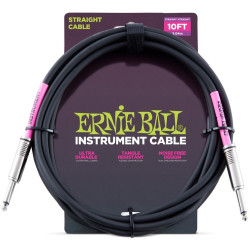 Ernie Ball 10ft Instrument Cable, 1/4" TS, Black Ernie Ball 10ft Instrument Cable, 1/4" TS, Black