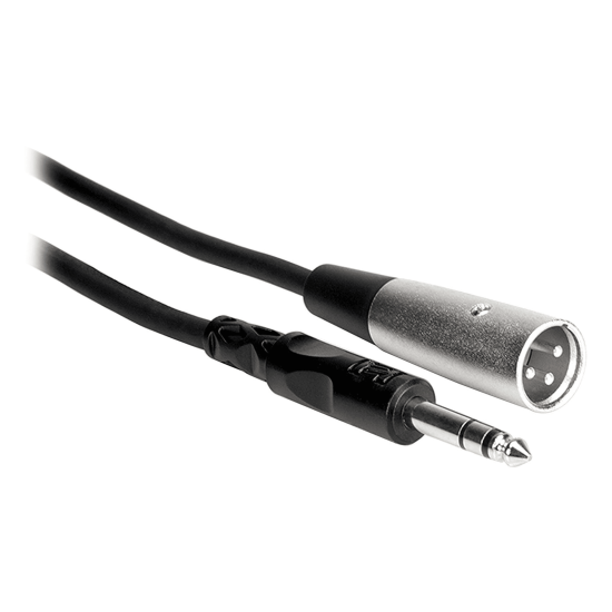 Hosa Balanced Interconnect, XLR3M to 1/4" TRS, 5 ft
