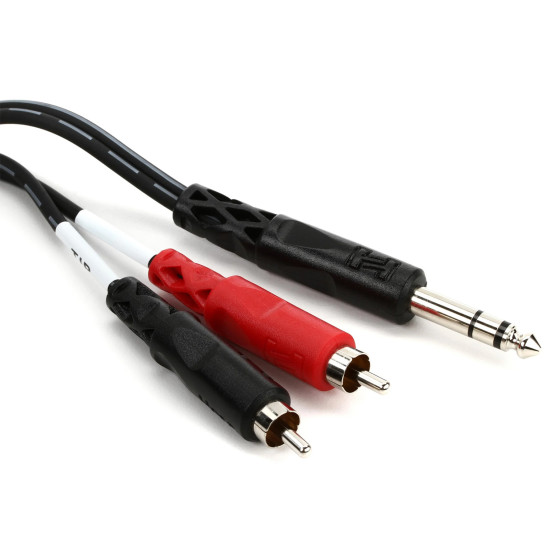 Hosa Insert Cable, 1/4 in TRS to Dual RCA, 1 m