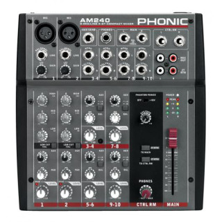 Platinum Records Lights & Sound- Phonic AM240D Compact 10 Channel
