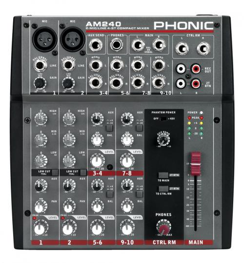 Platinum Records Lights & Sound- Phonic AM240D Compact 10 Channel