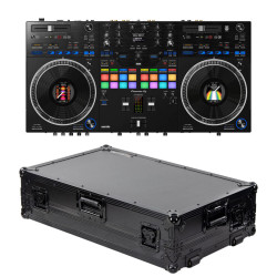 Bundle- Pioneer DJ DDJ-Rev7 W/Odyssey FZGSREV7WBL Black Label Glide Style Flight Case With Wheels
