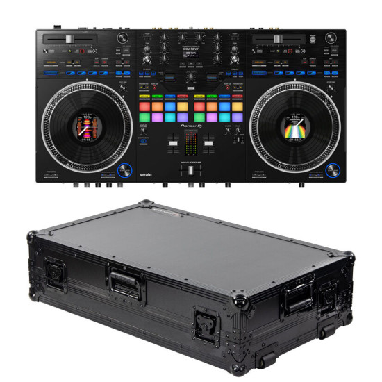 Bundle- Pioneer DJ DDJ-Rev7 W/Odyssey FZGSREV7WBL Black Label Glide Style Flight Case With Wheels