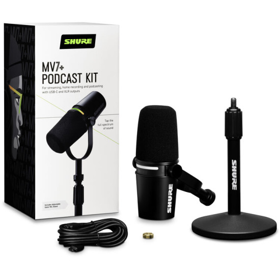 Shure MV7+ Podcast Kit With Gator Desktop Stand