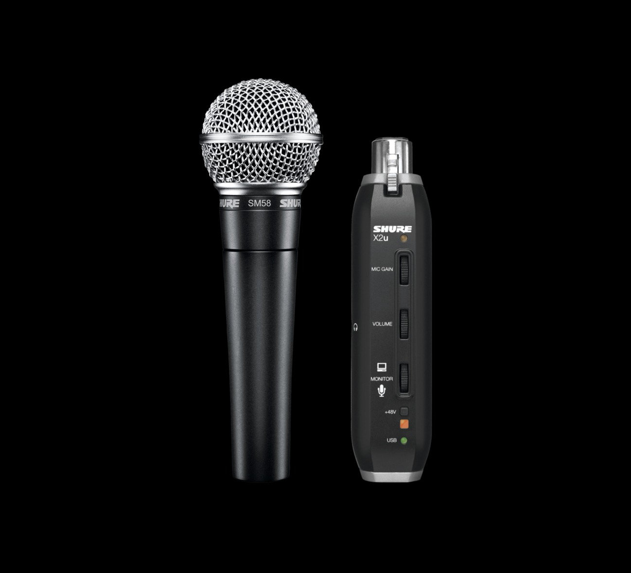 Shure SM58-X2U Dynamic Cardioid Microphone With XLR to USB Signal