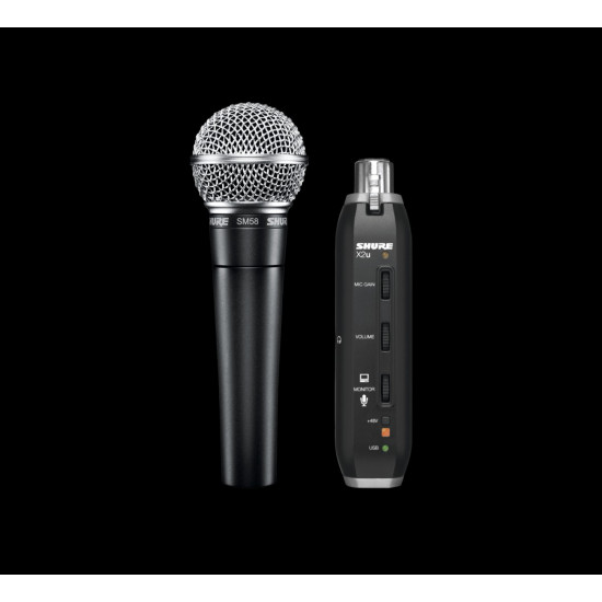 Shure SM58-X2U Dynamic Cardioid Microphone With XLR to USB Signal Adapter
