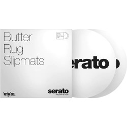 Butter Rug Slipmats Pair, Serato Logo, White Butter Rug Slipmats Pair, Serato Logo, White