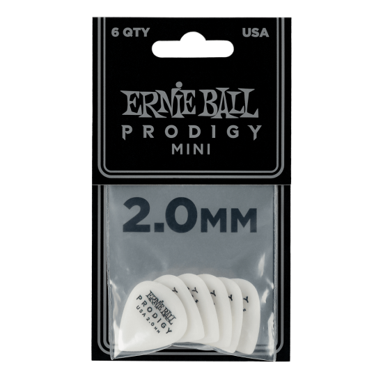 Ernie Ball 2.0MM WHITE MINI PRODIGY PICKS 6-PACK