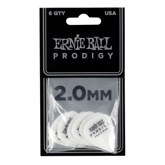 Ernie Ball 2.0MM WHITE STANDARD PRODIGY PICKS 6-PACK