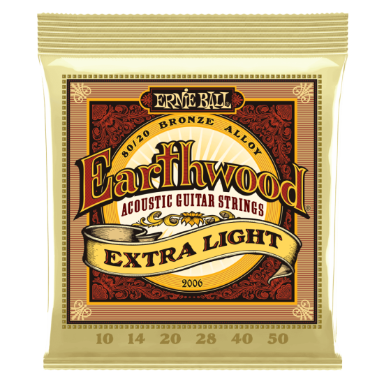 Ernie Ball EARTHWOOD EXTRA LIGHT 80/20 BRONZE ACOUSTIC GUITAR STRINGS - 10-50 GAUGE