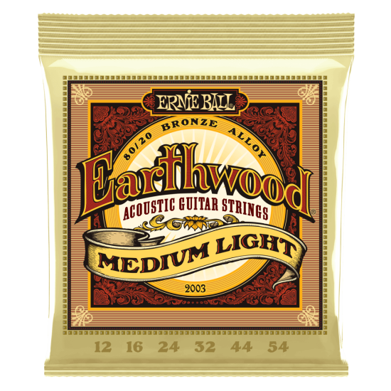 Ernie Ball EARTHWOOD MEDIUM LIGHT 80/20 BRONZE ACOUSTIC GUITAR STRINGS - 12-54 GAUGE Ernie Ball EARTHWOOD MEDIUM LIGHT 80/20 BRONZE ACOUSTIC GUITAR STRINGS - 12-54 GAUGE