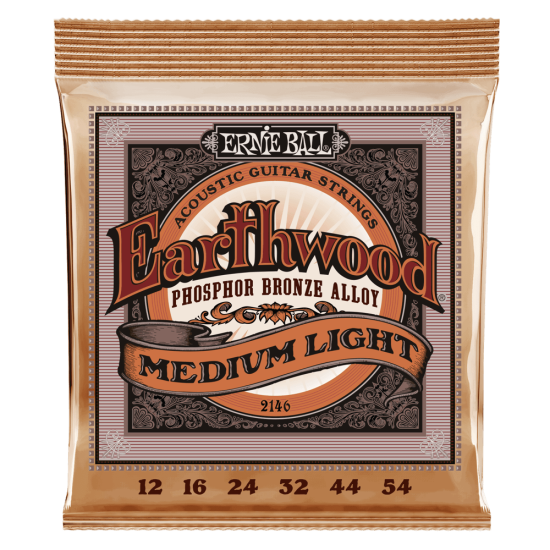 Ernie Ball EARTHWOOD MEDIUM LIGHT PHOSPHOR BRONZE ACOUSTIC GUITAR STRINGS - 12-54 GAUGE