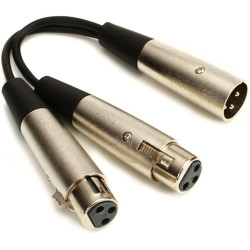 Hosa Y Cable, Dual XLR3F to XLR3M, 6 in