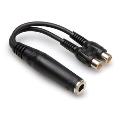 Hosa Y Cable, 1/4 in TSF to Dual RCAF Hosa Y Cable, 1/4 in TSF to Dual RCAF