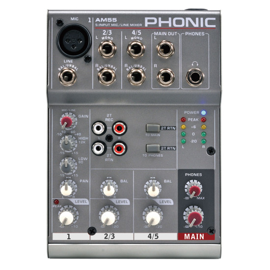Phonic AM 55 1-MIC/LINE 2-STEREO COMPACT MIXER Phonic AM 55 1-MIC/LINE 2-STEREO COMPACT MIXER