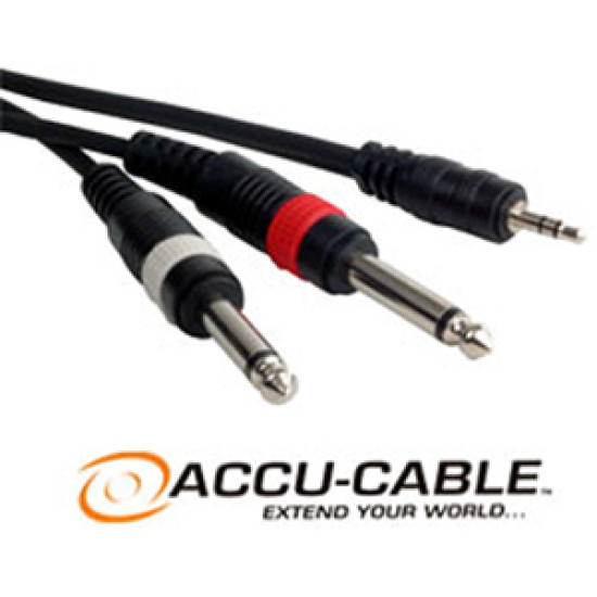 Accu Cable MP4-15 15' 1/8" to Dual 1/4"