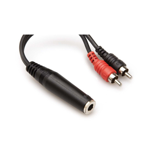 Hosa Stereo Breakout, 1/4 in TRSF to Dual RCA